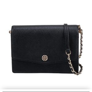 Tory Burch Saffiano Black Leather Crossbody Shoulder Bag
